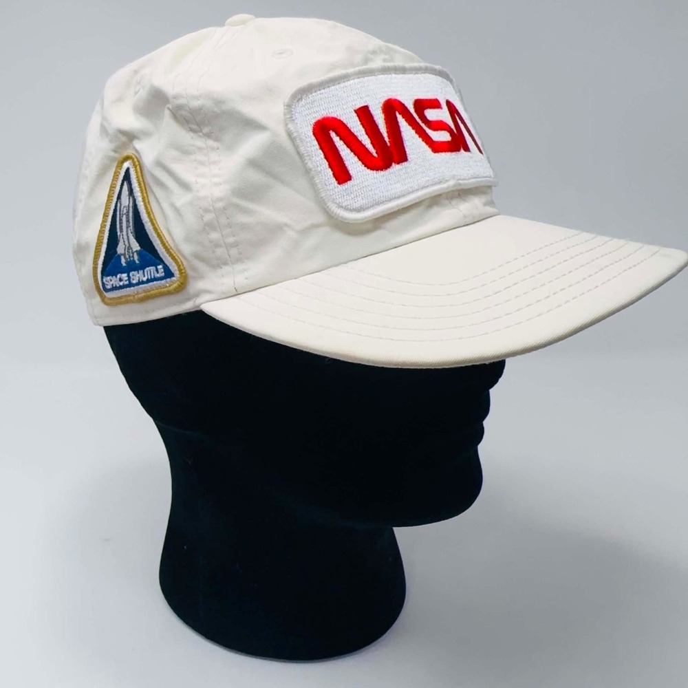 Buzz Aldrin NASA Space Shuttle‎ USA Flag Snapback Hat White Camp Cap Patch OSFM
